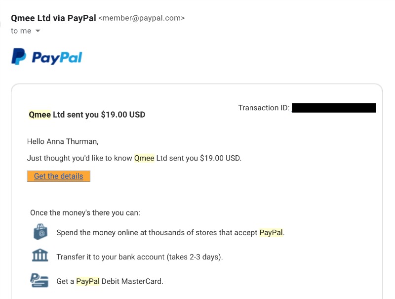 qmee payment proof